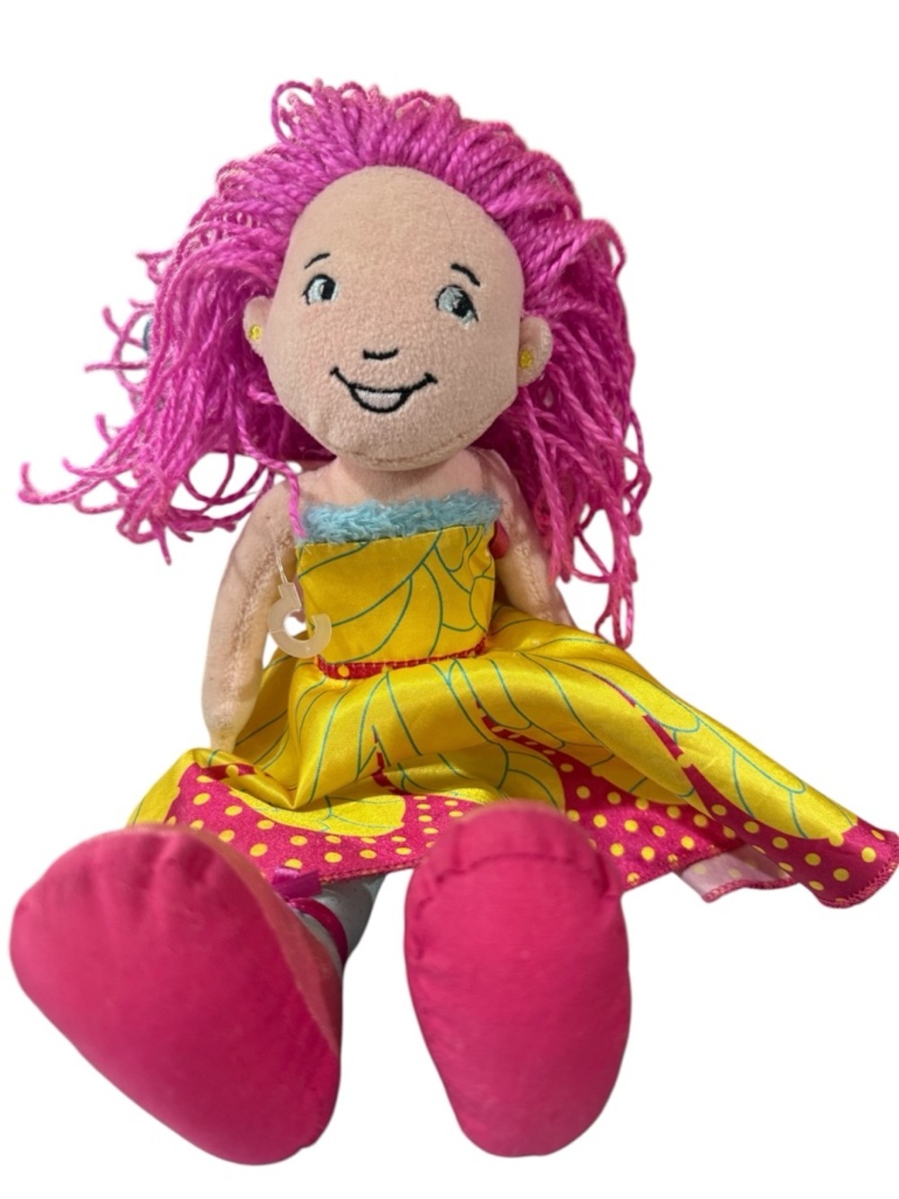 Pink-Haired Plush Doll in Yellow Dress - Kids plush